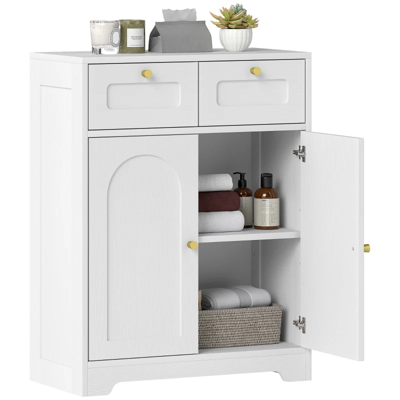 HOMCOM Bathroom Floor Cabinet with 2 Drawers - White