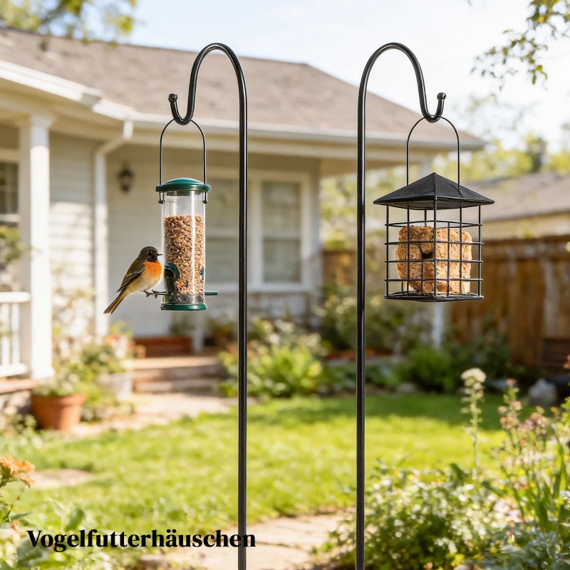 Outsunny Schäferhaken 160cm, 2 Stück Hirtenhaken mit 5 Zinken Haken Laternenstab für Solarleuchten Pflanzkörbe Schwarz