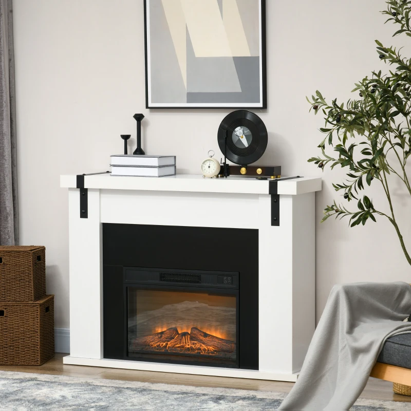 HOMCOM Cheminée électrique 1800 W effet flamme luminosité réglable sur 3 niveaux avec télécommande minuterie blanc