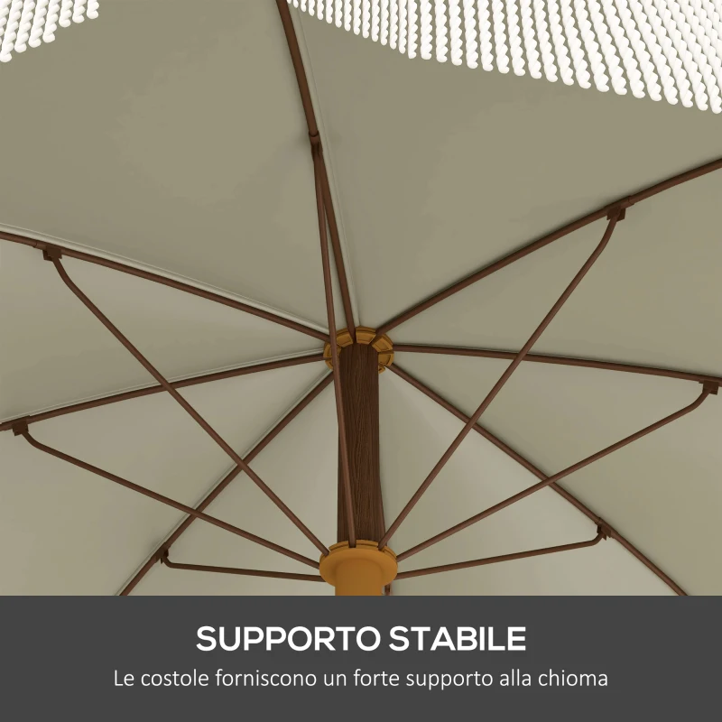 Outsunny Ombrellone da Spiaggia UV40+ a 8 Stecche con Borsa da Trasporto, in Metallo e Poliestere, Ø1.9x2.1 m, Verde