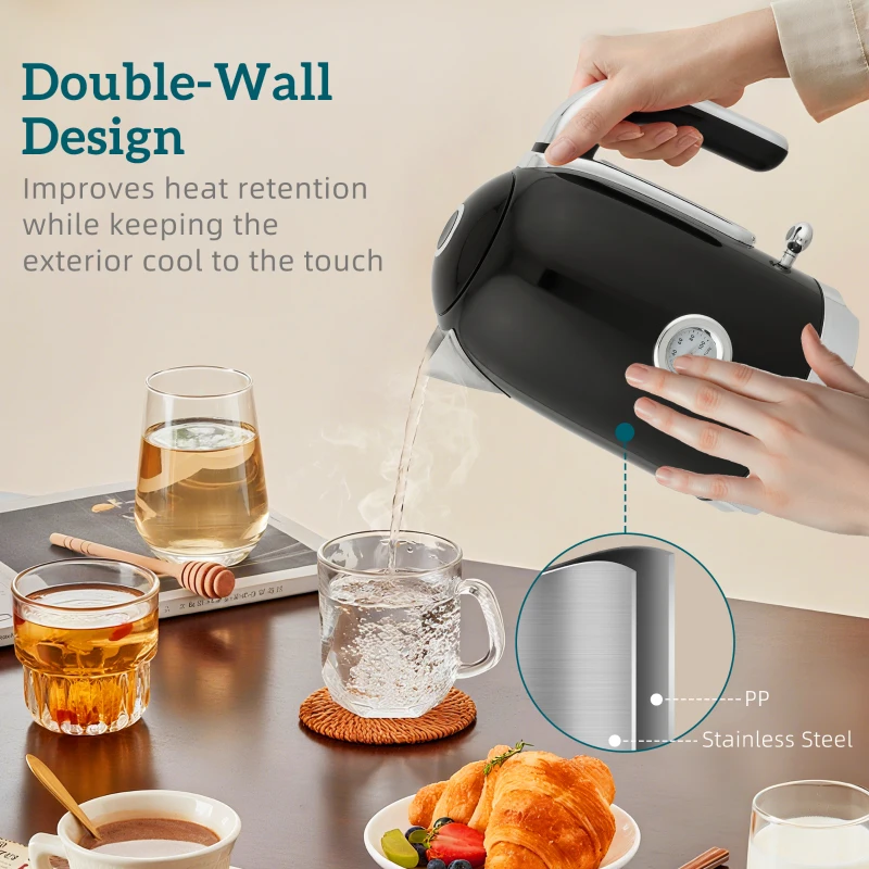 HOMCOM Retro Toaster and Kettle Set - Black