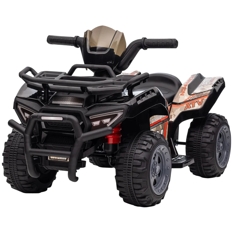 HOMCOM Quad electric pentru copii 6V, cu funcție înainte, muzică, quad electric pentru copii 1,5-3 ani Negru