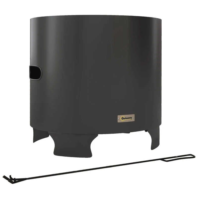 Outsunny Braseiro sem Fumaça Lareira a Lenha Exterior Redondo Portátil em Metal com Ferro para Lareira Diâmetro 45 cm Preto