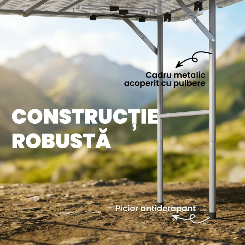 Outsunny Masă de Camping Pliabilă cu 2 Înălțimi și Mâner, din HDPE, 120x60x74 cm, Alb