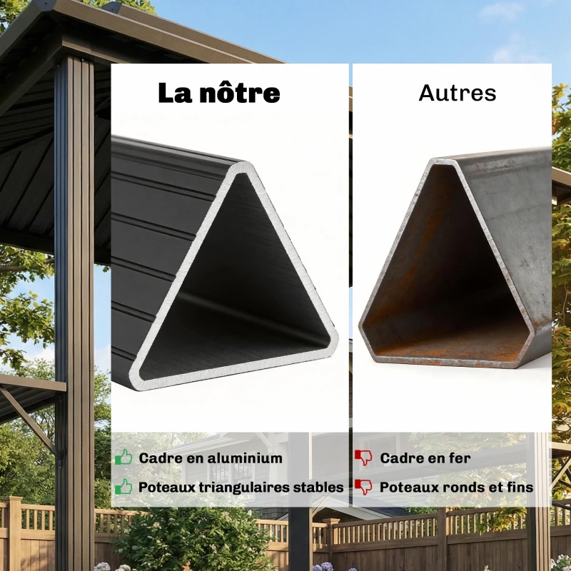 Outsunny Abri barbecue extérieur tonnelle de jardin aluminium à double toit 2 étagères latérales crochets 231x165x246cm noir