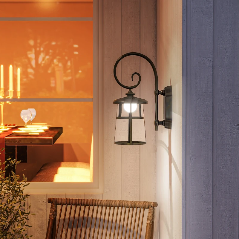 Outsunny Lot de 2 lampes murales appliques solaires LED pour l'extérieur IP44 16,5x25,5x41cm noir