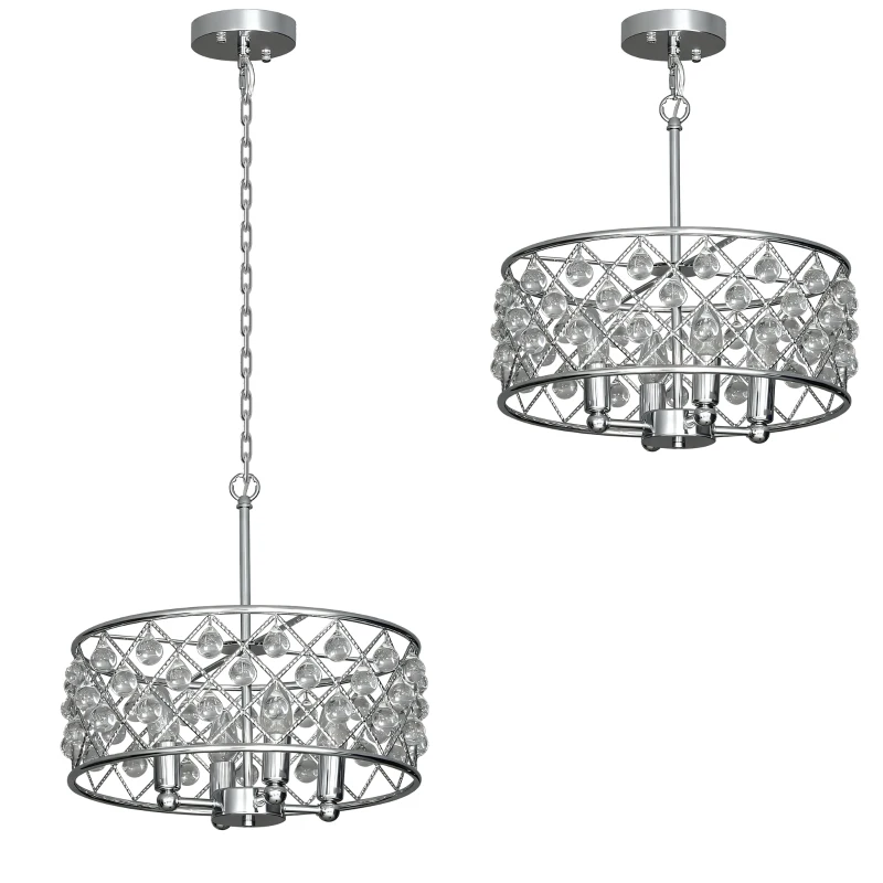 HOMCOM 51 Crystallite Four-Bulb Chandelier - Silver-Tone