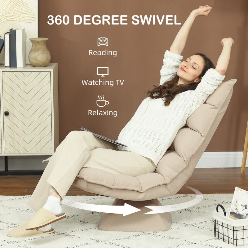 HOMCOM Fotel podłogowy z regulowanym oparciem, beżowy