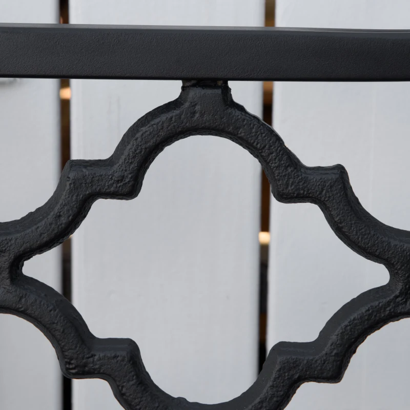 Outsunny Banco de jardim 2 lugares em ferro fundido estilo antigo com apoios de braço e encosto, 128 x 58,5 x 89 cm, preto