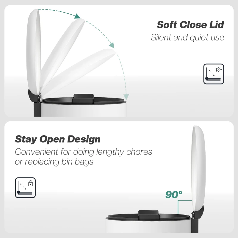 Kosz na śmieci 30L, pedał, metalowy, kremowy, z pokrywą