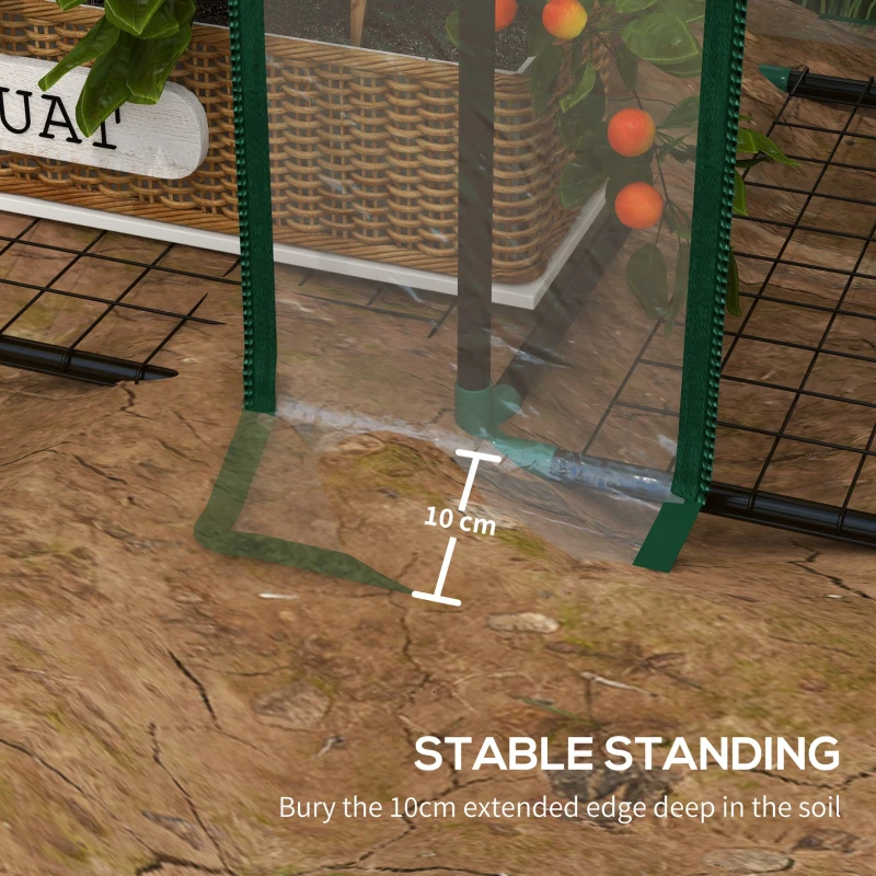 Outsunny Mini-szklarnia, 3 poziomy, 6 metalowych półek, 2 otwory, plandeka z tworzywa sztucznego, przezroczysta