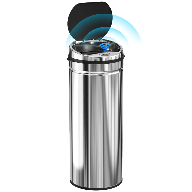 HOMCOM 50L Stainless Steel Sensor Bin - Silver Tone
