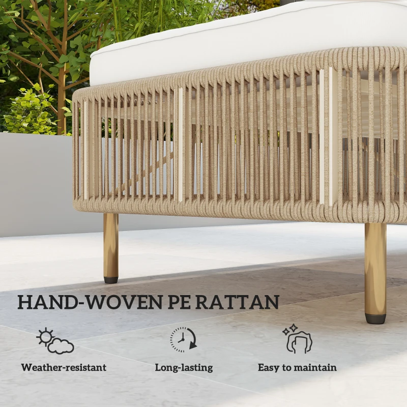 Outsunny Rattanowa Leżanka Ogrodowa, 5-stopniowa regulacja, poduszka w zestawie