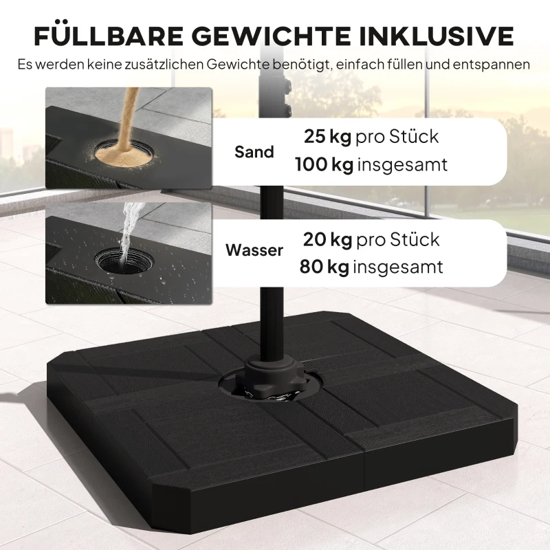 Outsunny Alu Ampelschirm  Ø244cm Sonnenschirm mit Kurbel Ständer Wasserabweisend 360° drehbar Dunkelgrau