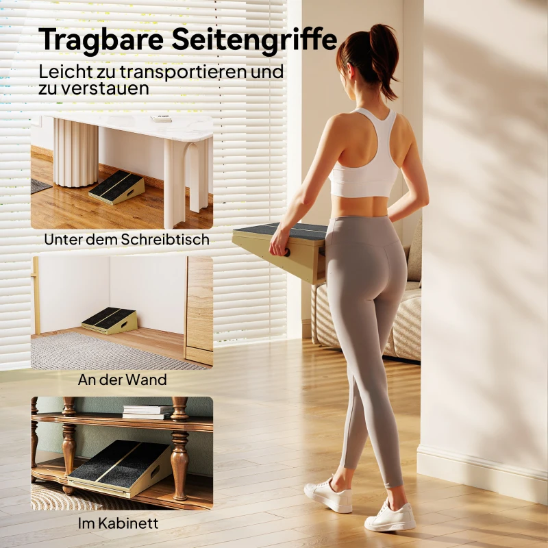 SPORTNOW Schrägbrett für Entlastungs-Übungen, 4 verstellbare Winkel, rutschfest, Holz