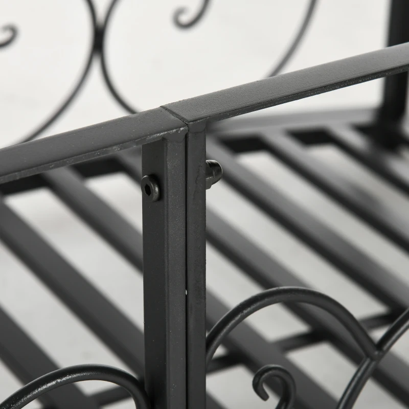 Outsunny 184cm Metal Arch Garden Garden Bridge, Safety Siderails, Arc Footbridge for Garden Creek, Stream, Pond, Black