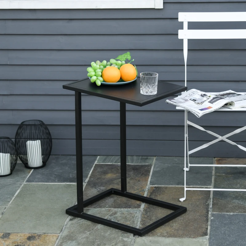 HOMCOM Table Basse Table d'appoint guéridon Bout de canapé intérieur extérieur métal époxy Noir