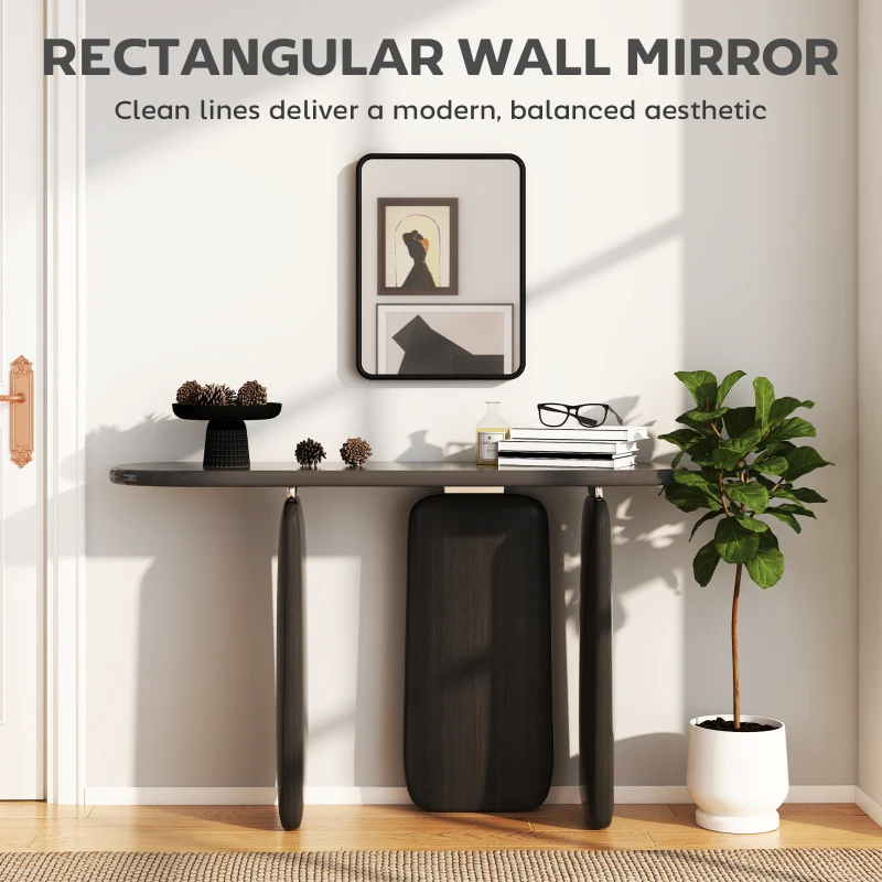HOMCOM Rectangular Wall Mirror with HD Glass - Black