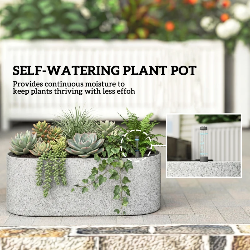 Outsunny Zestaw 2 Donic Wiszących z Systemem Drenażu i Haczykami 42 x 16 x 15 cm Jasnoszary