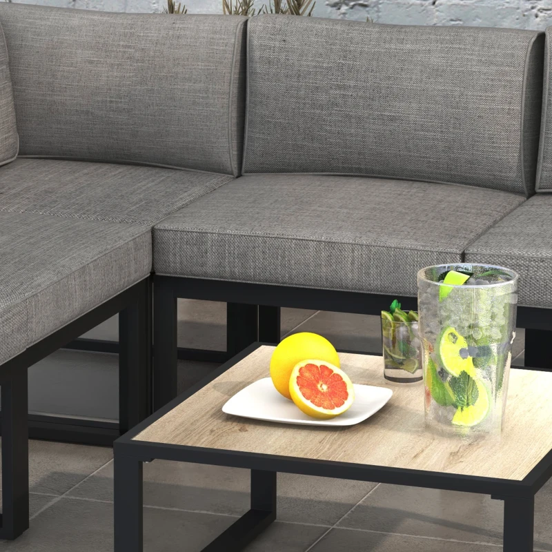 Outsunny Conjunto de Jardim de Canto Exterior Design Contemporâneo 6 peças para 5 pessoas - em alumínio, grande conforto