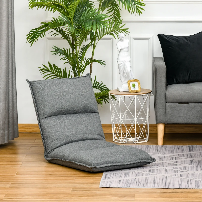 HOMCOM Fauteuil de sol paresseux dossier inclinable sur 5 positions - dim. L67 x P55 x H60 cm - gris
