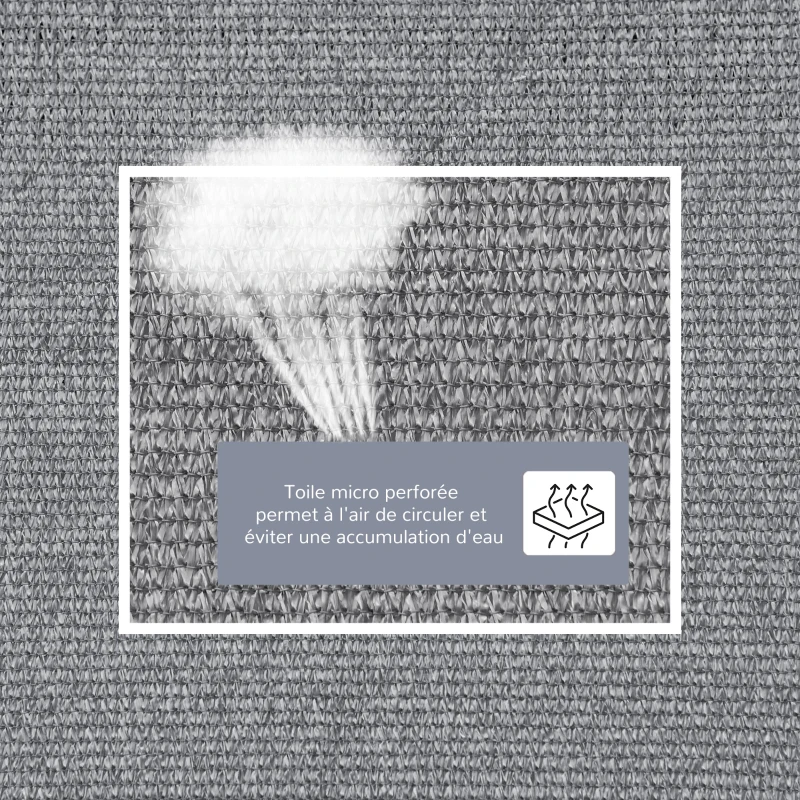 Outsunny Voile d'ombrage rectangulaire 4 x 3 m polyéthylène Haute densité Protection UV Avec sac de rangement - Coloris gris