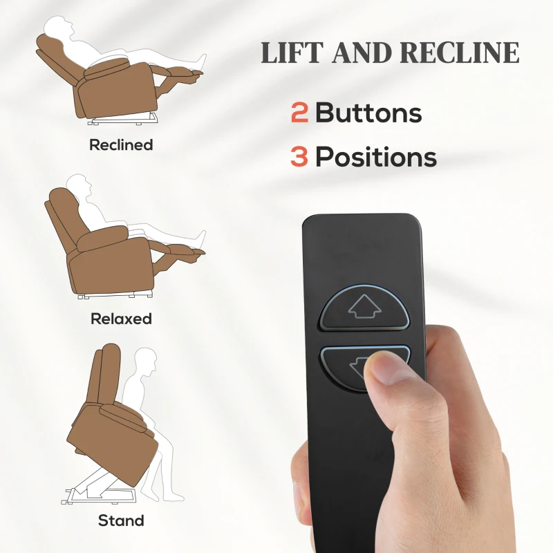 HOMCOM Fotel relaksacyjny z funkcją podnoszenia, elektryczny, 90x75x100 cm, Brązowy
