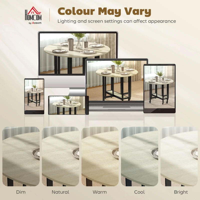 HOMCOM Składany stół, stół z funkcją składania i otwartą półką, mobilny stół kuchenny do jadalni, małych przestrzeni, naturalny