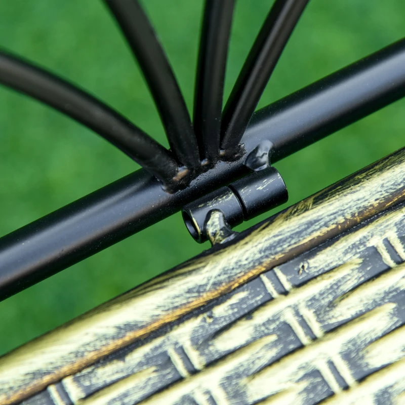 Outsunny Banco de Jardim 2 Lugares Estilo neorretro Ferro forjado Linhas fuseladas Metal Preto Dourado Efeito Envelhecido