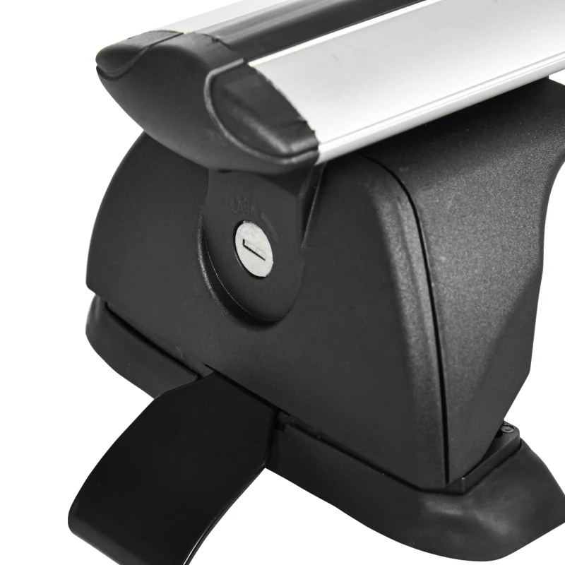HOMCOM 2 barres de toit de voiture verrouillables 4 clés fournies alliage d'aluminium 123,6 x 15 x 15 cm - charge max. 100 kg - argenté et noir