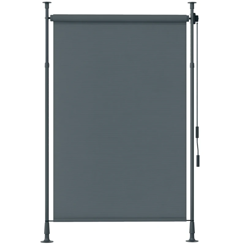 Outsunny Toldo manual retrátil de pé comprimento ajustável manivela instalação sem perfuração metal alu. poliéster cinza escuro