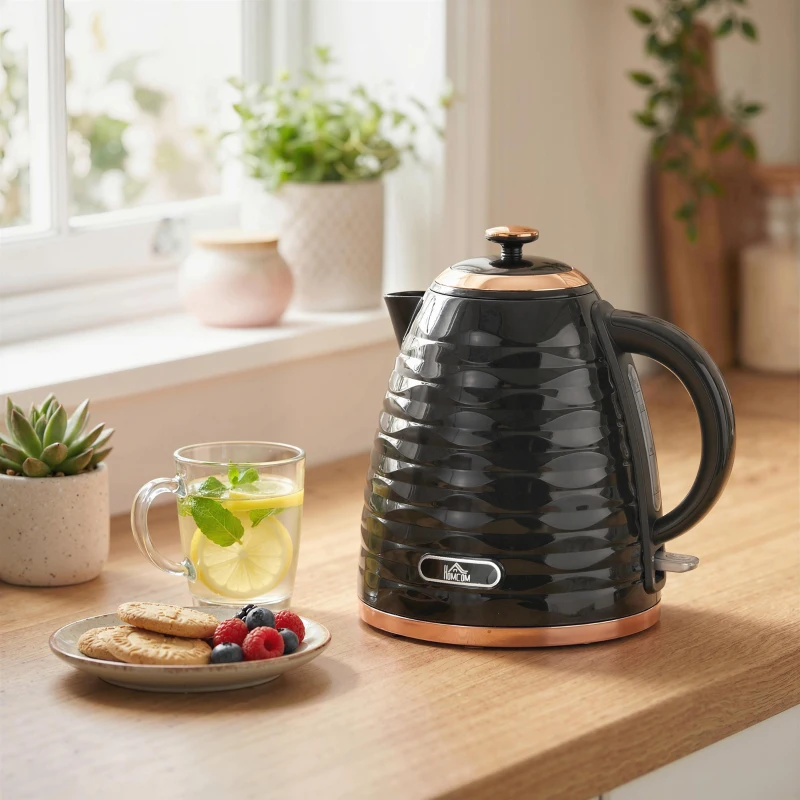 HOMCOM Czajnik Elektryczny, 1,7L, 2,2kW, Szybkie Gotowanie z Wyjmowanym Zmywalnym Filtrem Antykamiennym