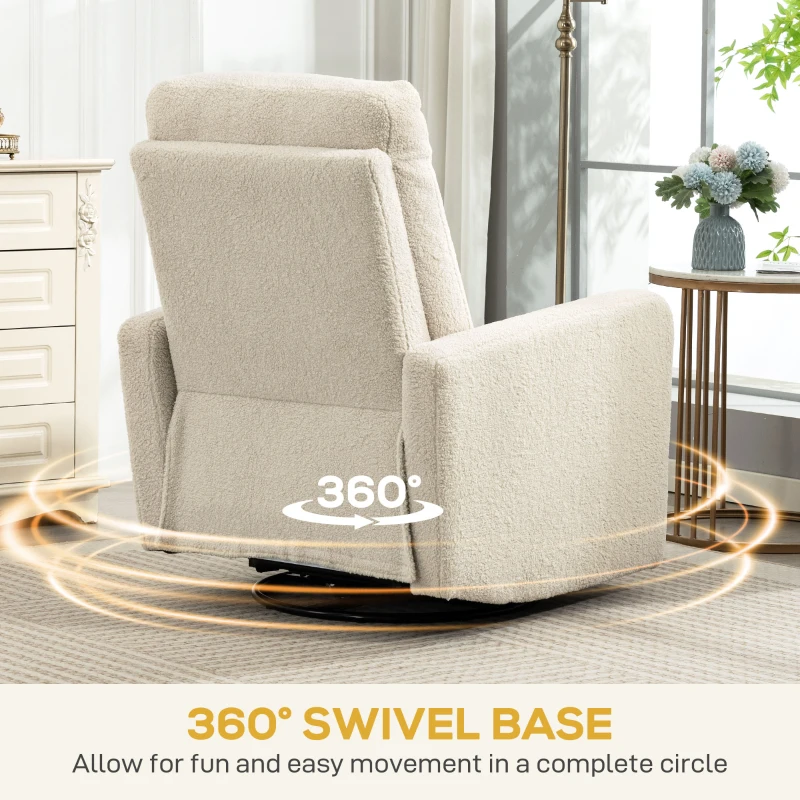 HOMCOM Fotel Relaksacyjny z Pokryciem Fleece, Regulowane Oparcie, Fotel Tapicerowany, Stal, Beżowy