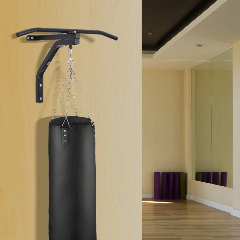 HOMCOM Support sac de boxe fixation sac de frappe barre de traction intégrée charge max. 130 Kg acier noir