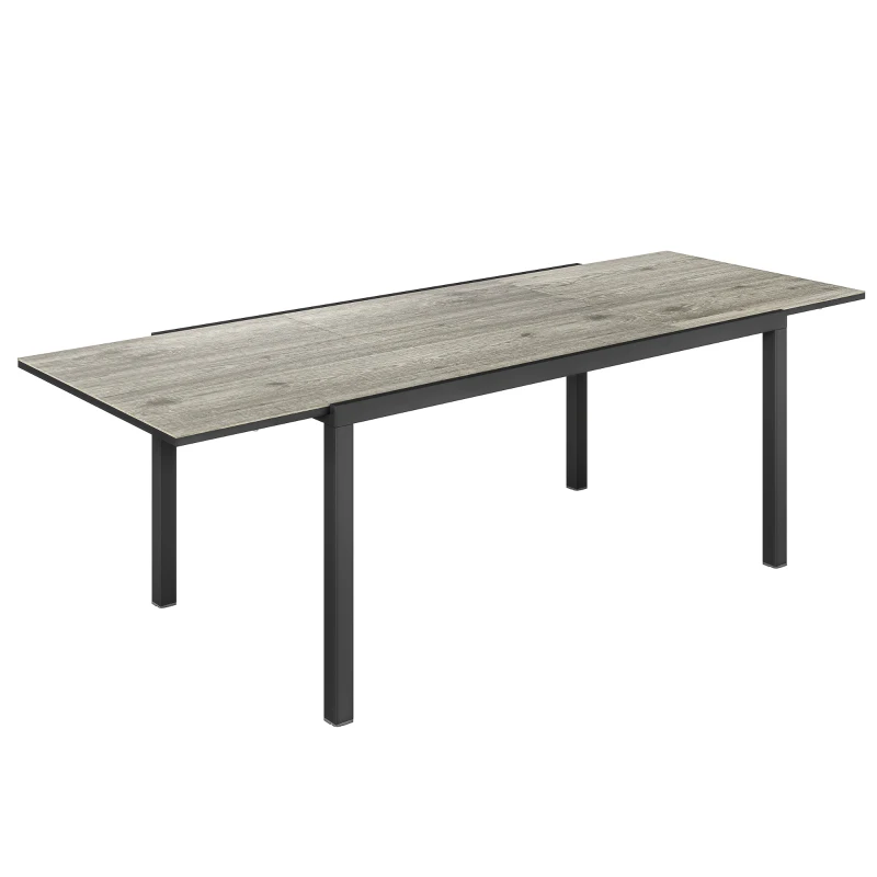 Outsunny Table de jardin extensible table d'extérieur 6 - 8 personnes bordure en aluminium et structure en acier 160/240 cm gris