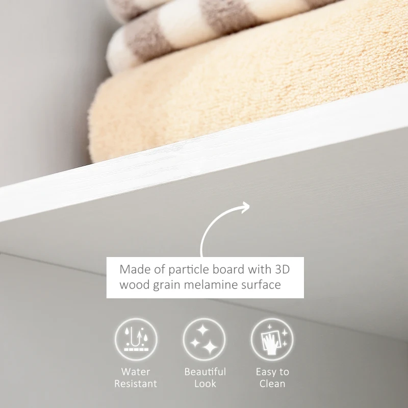 HOMCOM Open Wardrobe on Wheels, Rolling Garment Rack with Hanging Rail and Storage Shelves for Bedroom, Changing Rooms, White