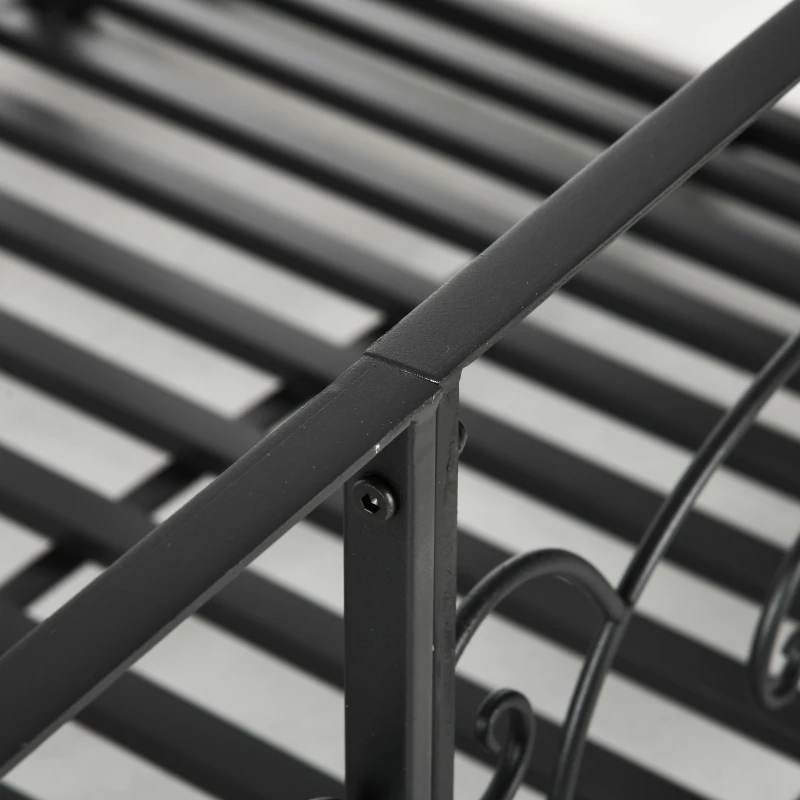 Outsunny 184cm Metal Arch Garden Garden Bridge, Safety Siderails, Arc Footbridge for Garden Creek, Stream, Pond, Black