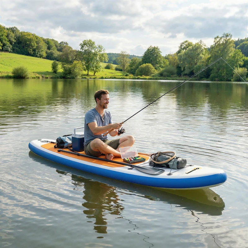 Outsunny Set Stand Up Paddling Gonflable 305cm SUP Board avec pagaie aluminium aileron amovible leash de cheville