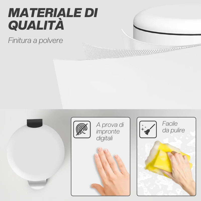 HOMCOM Coș de Gunoi cu Pedală 30L, cu Capac cu Închidere Lentă, din Metal și PP, 36x30x63.5 cm, Alb Crem