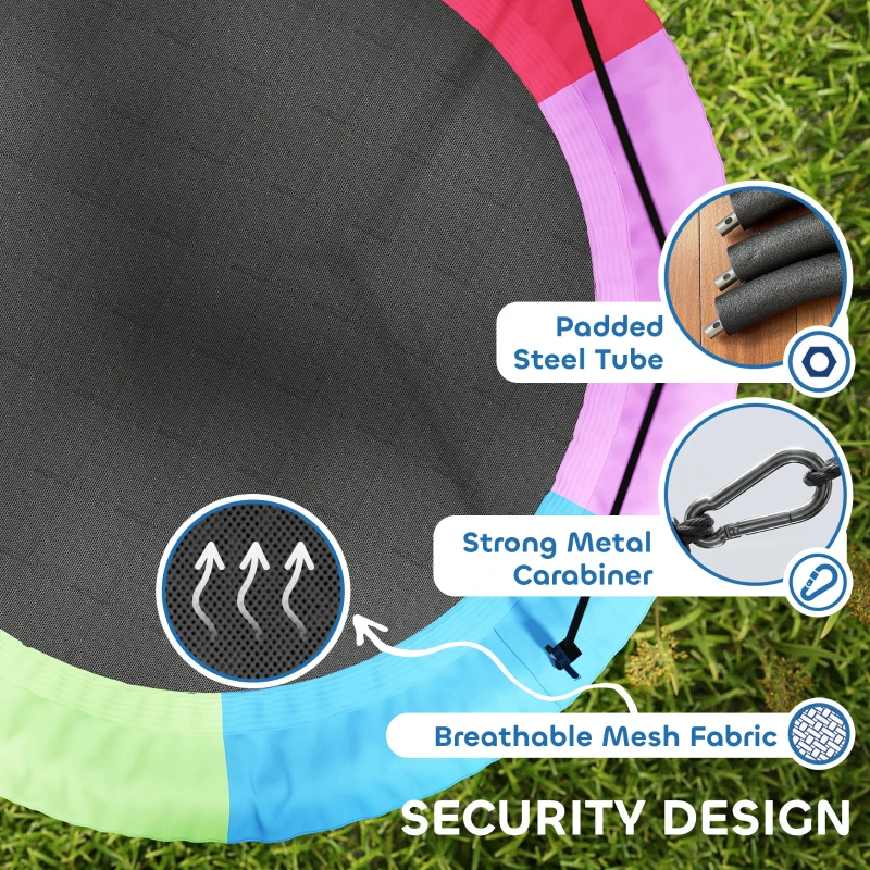 AIYAPLAY Huśtawka Gniazdo Regulowana do 300 kg z Regulowanymi Linami 100 x 100 x 180 cm Wielokolorowa