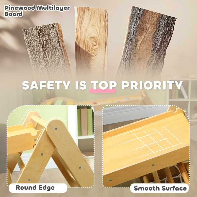 AIYAPLAY Wewnętrzny Plac Zabaw, 7 w 1 Trójkąt Wspinaczkowy z Zjeżdżalnią, Łuk Wspinaczkowy, Wielobarwny