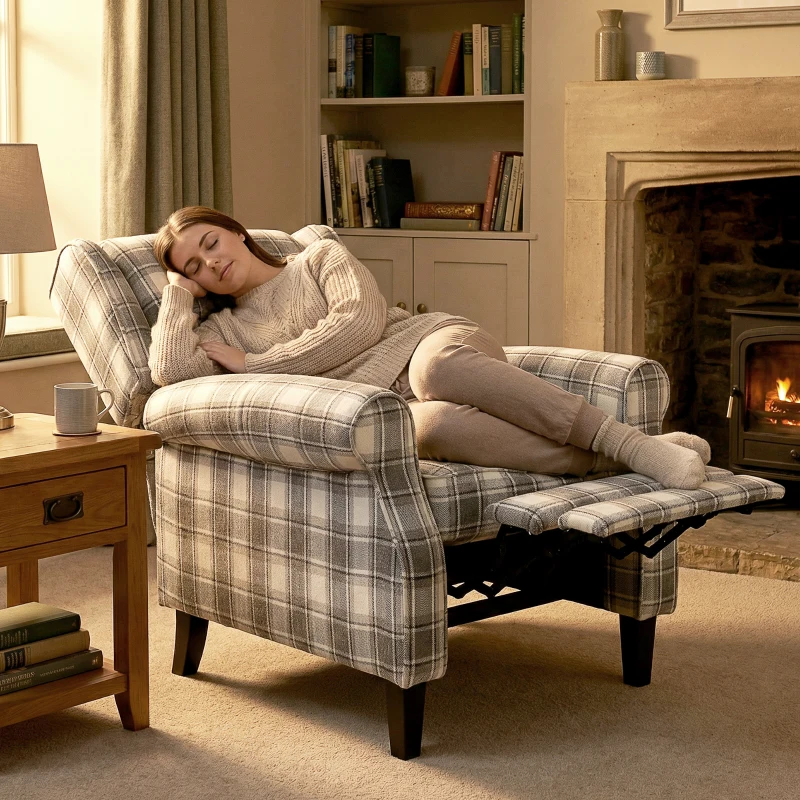 HOMCOM 160° Reclining Armchair, with Footrest - Grey and White