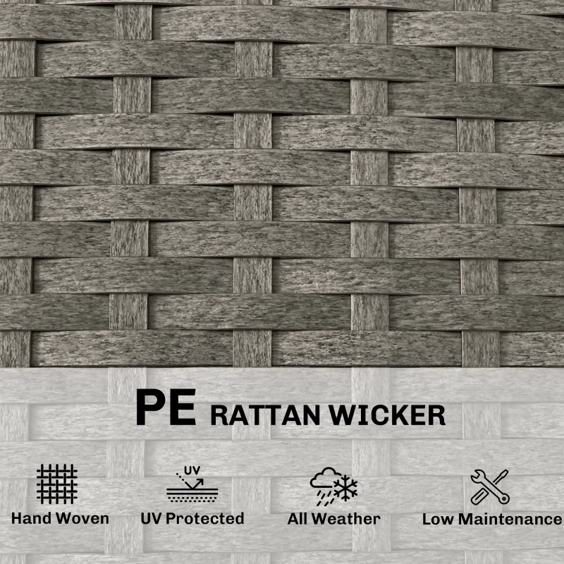 Outsunny Leżak z polirattanu w kształcie litery S, ogrodowy leżak z 5-stopniową regulacją oparcia, zagłówkiem, oddychający, odporny na UV