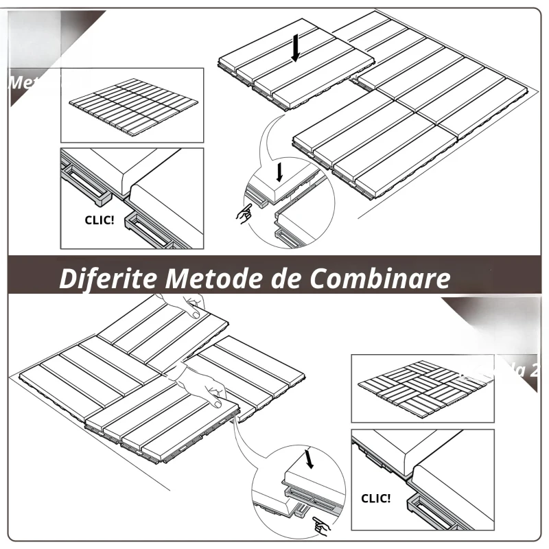 Outsunny Set gresie pentru Terasa 30x30x2cm, 0.81 mq, Maro