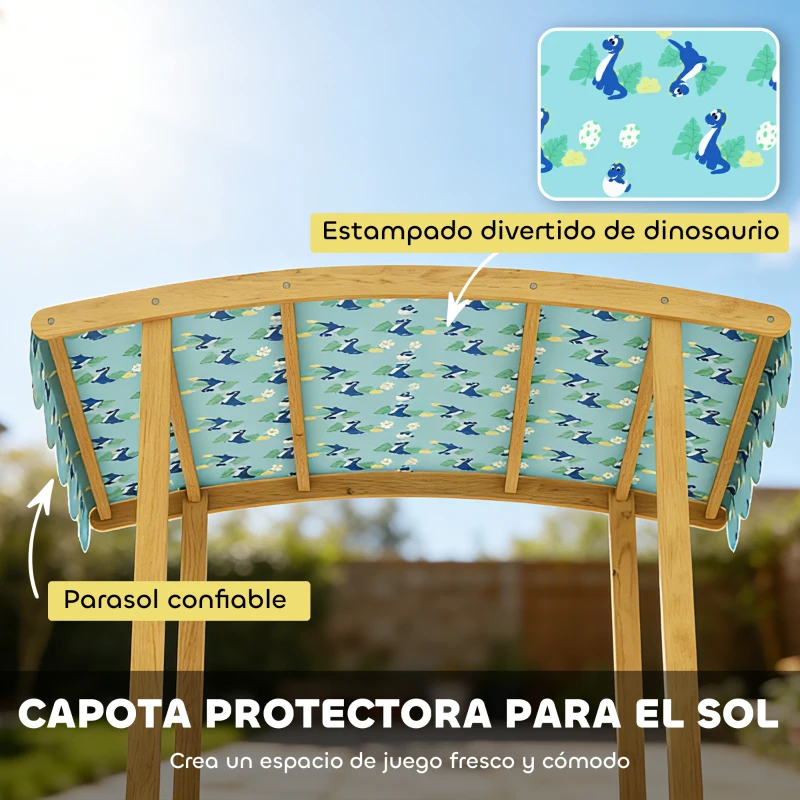 AIYAPLAY Arenero para Niños de Madera con Techo 3 Bancos 2 Cajas de PP Forro para Niños de 3-6 Años 128x118x121 cm Azul