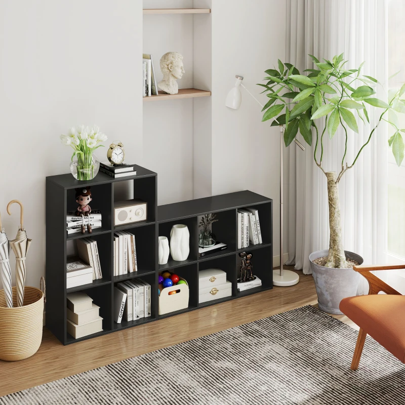 HOMCOM Libreria a Cubi con 6 Ripiani Portaoggetti, in Legno, 61.5x29.5x91.5 cm, Nero
