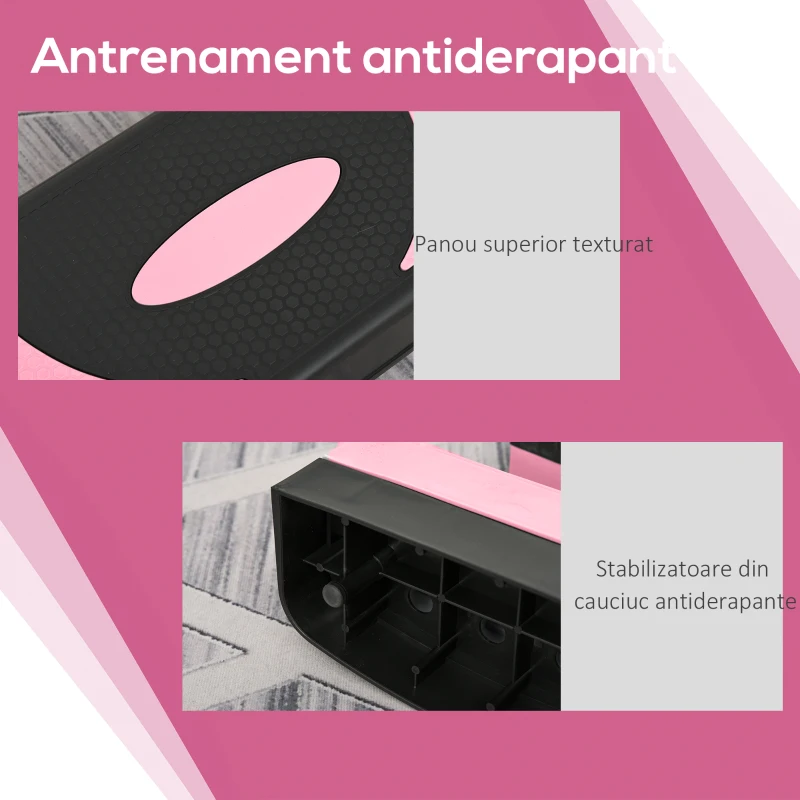 Soozier Stepper Aerobic Reglabil, Platformă pentru Exerciții, Trainer pentru Fitness și Yoga, Înălțimi 10-15-20 cm, Roz