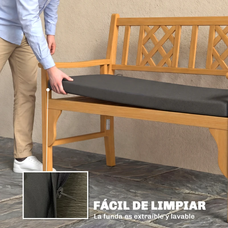 Outsunny Cojín para Banco de Jardín de 2 Plazas para Exterior con Funda Extraíble UPF 30+ Impermeable 110x46x6,5 cm Gris Oscuro