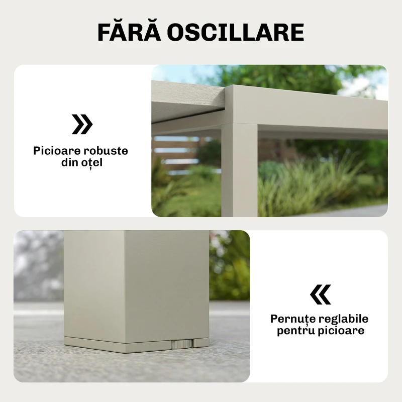 Outsunny Masă de Grădină Extensibilă pentru 8-10 Persoane, din Aluminiu și Oțel, 154/214x85x75 cm, Gri Deschis