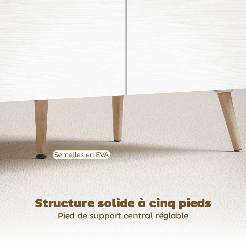 HOMCOM Table basse rectangulaire, table de salon moderne avec 2 tiroirs, 5 pieds en bois de pin, 100x50x46cm, chêne et blanc